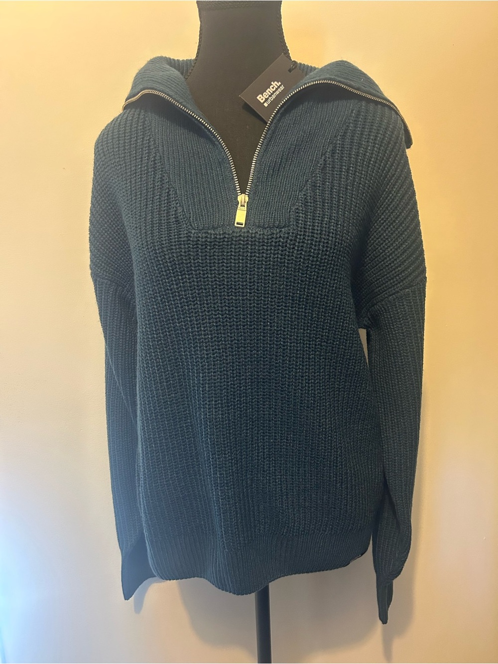 Bench Teal Half-Zip Knit Sweater